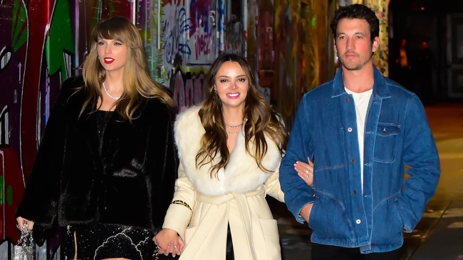 NEW YORK, NEW YORK - DECEMBER 13: Taylor Swift (L) celebrates her birthday with Keleigh Teller and Miles Teller on December 13, 2023 in New York City.