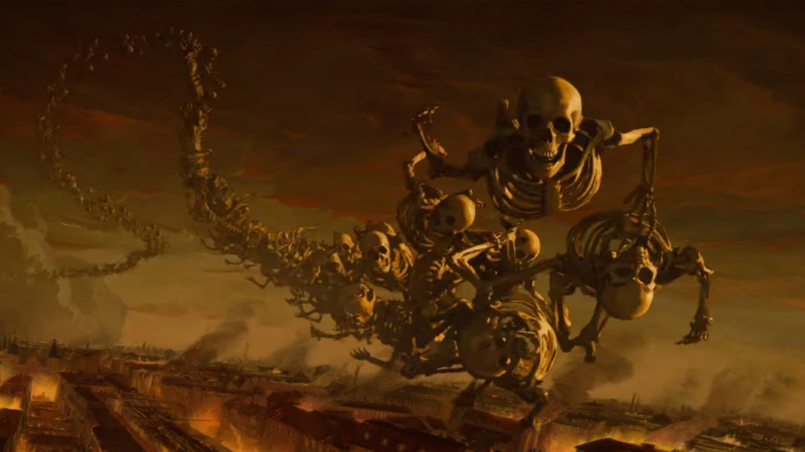 Oil paintings of skeleton soldiers
