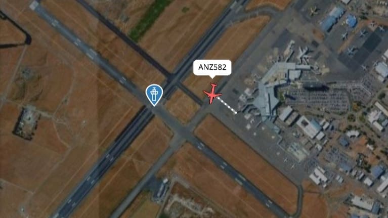 The A320, registration ZK-OJS, should have departed at 5.45am, but it became firmly wedged and was still stuck in Christchurch at 7am, according to flight-tracking data.