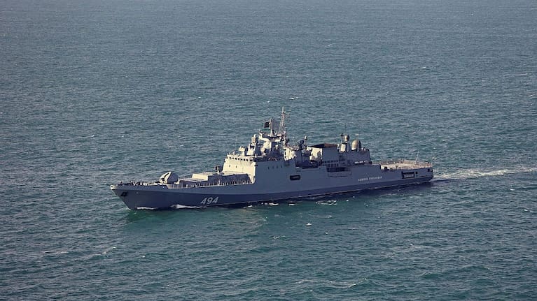 The Admiral Grigorovich reportedly fired warning shots at a UK-registered yacht on Tuesday, while sailing in the English Channel between the Isle of Wight and Normandy.