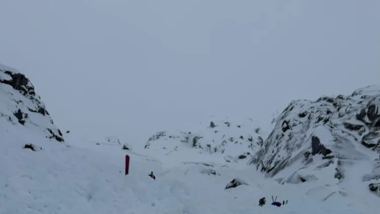 The aftermath after the wall of snow hit the group.