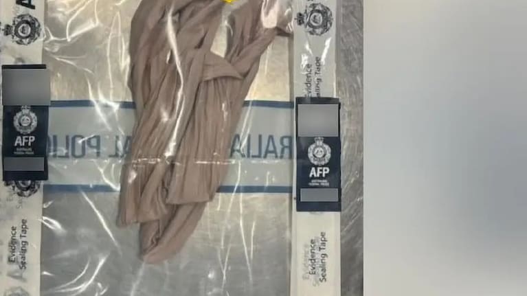 The beige strap Walter Alcivar used to secure the package to his groin.