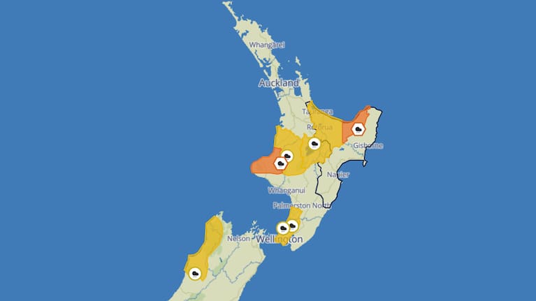 The current weather warnings in place.