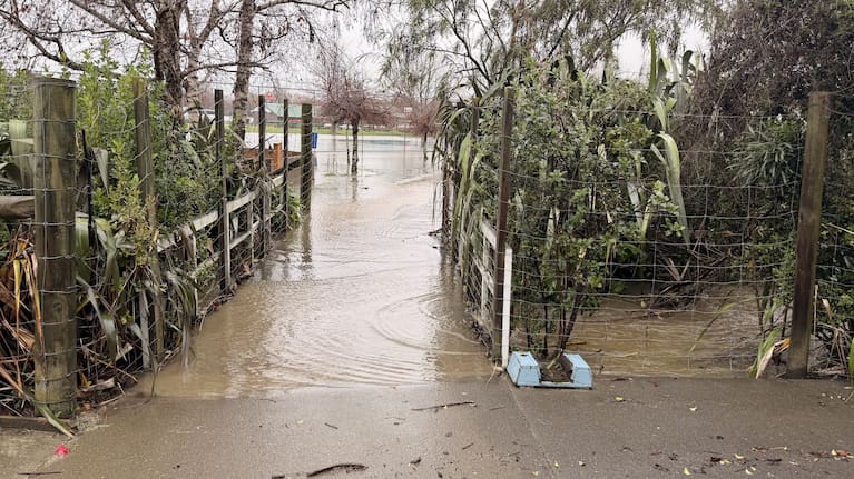 The Opaki Stream that runs through Lakeview School burst its bank and flooded school grounds on the weekend.
