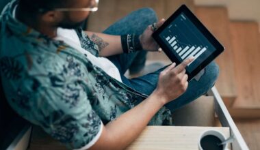 An investor uses a tablet