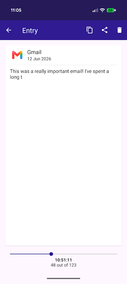 saved text in type machine app