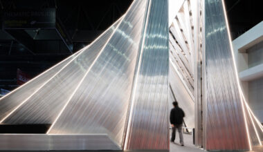 fan-shaped aluminum structure shapes unfold demountable pavilion