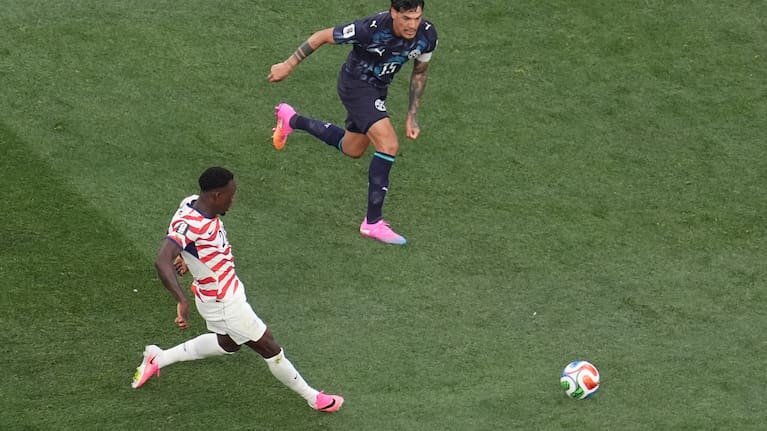 United States' Folarin Balogun scores his side's second goal against Paraguay during a World Cup Group D soccer match in Inglewood, Calif., near Los Angeles, Friday, June 12, 2026.