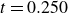 t equals 0.250