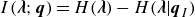 upper I left parenthesis bold italic lamda semicolon bold italic q right parenthesis equals upper H left parenthesis bold italic lamda right parenthesis minus upper H left parenthesis bold italic lamda vertical bar bold italic q Subscript upper I Baseline right parenthesis