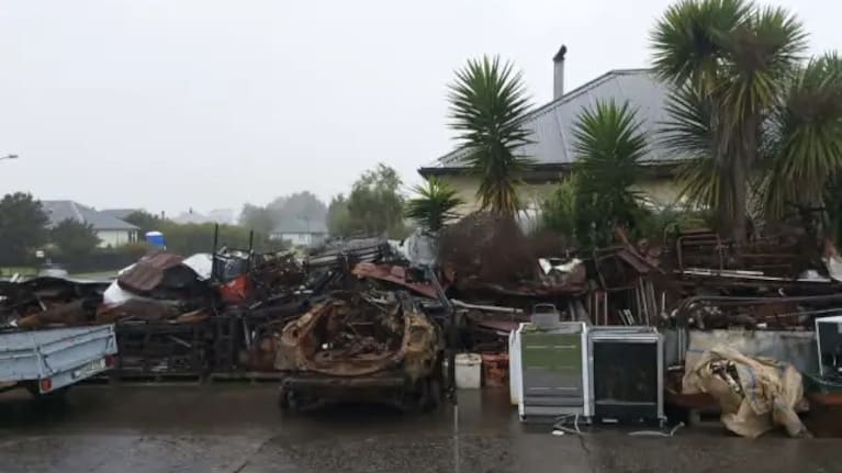 Westport man Danny Hakaraia has collected huge amounts of dumped rubbish from near a local beach, including around 8 tonne of steel. Source: Danny Hakaraia