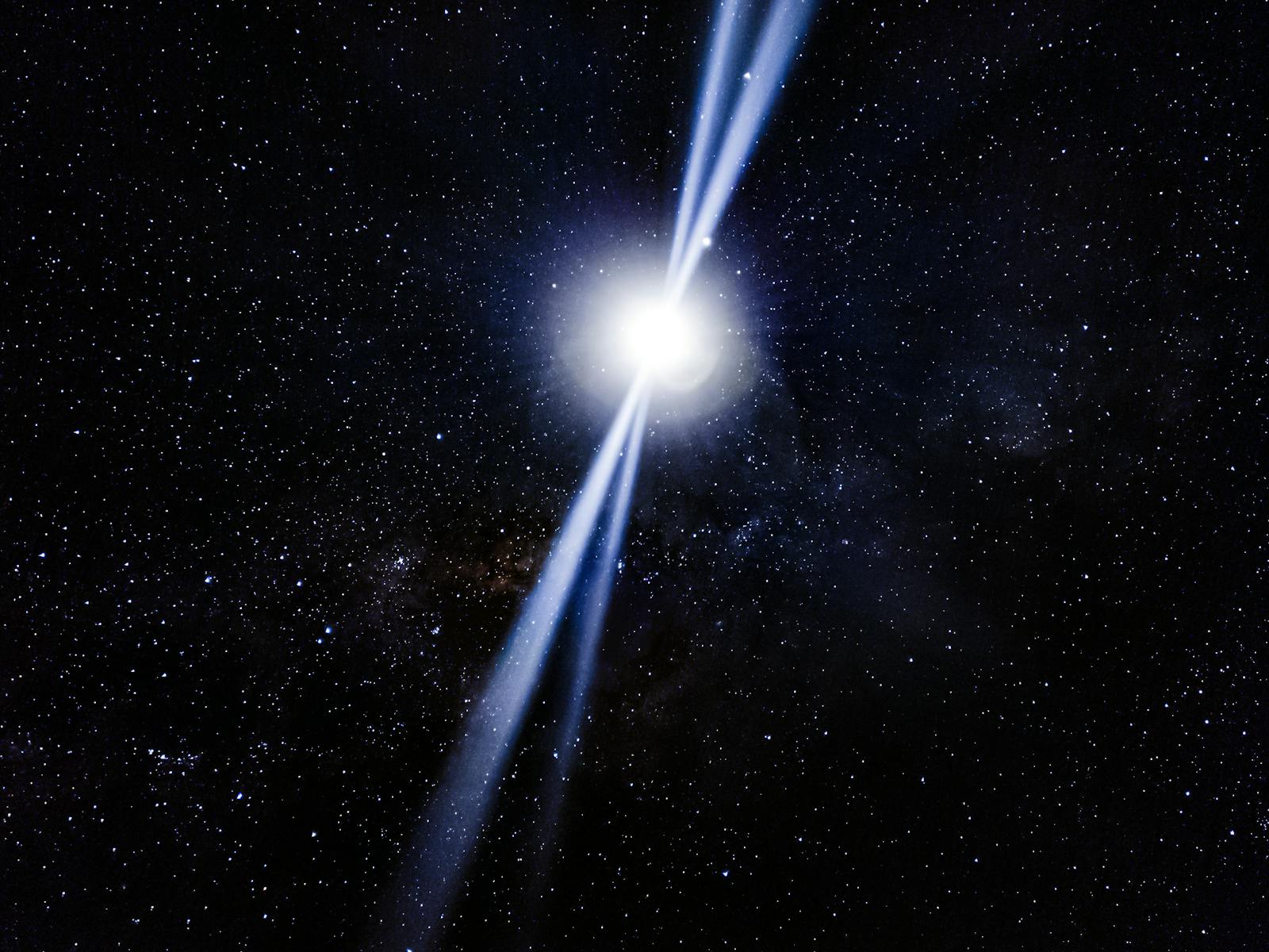 artist impression of a white dwarf binary emitting radio and X-ray signals