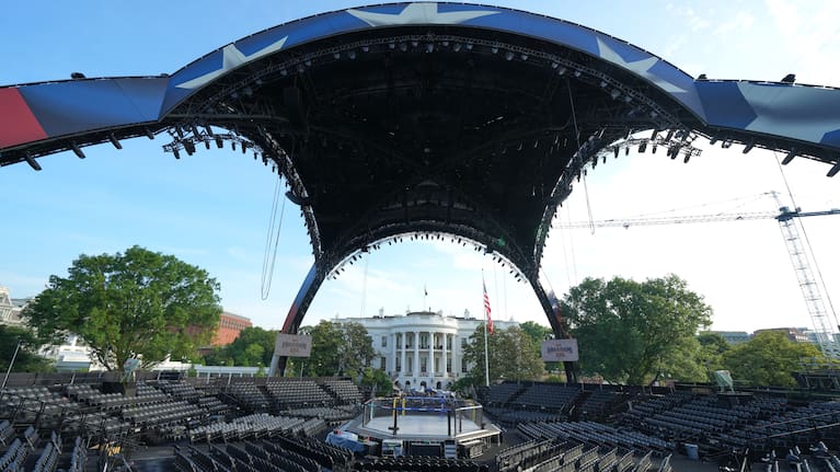 At night the Octagon Claw will be illuminated in red, white and blue, surrounding the crowd with stars and stripes.