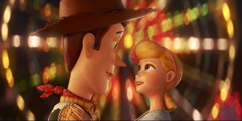 Woody And Bo Peep staring lovingly at each other in Toy Story 4