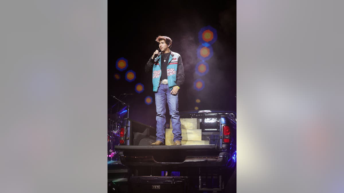 Wyatt Flores performing on stage at the Palomino Stage during the Stagecoach Festival in Indio, California