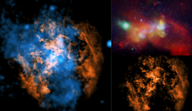 A blue and orange splotchy scene.