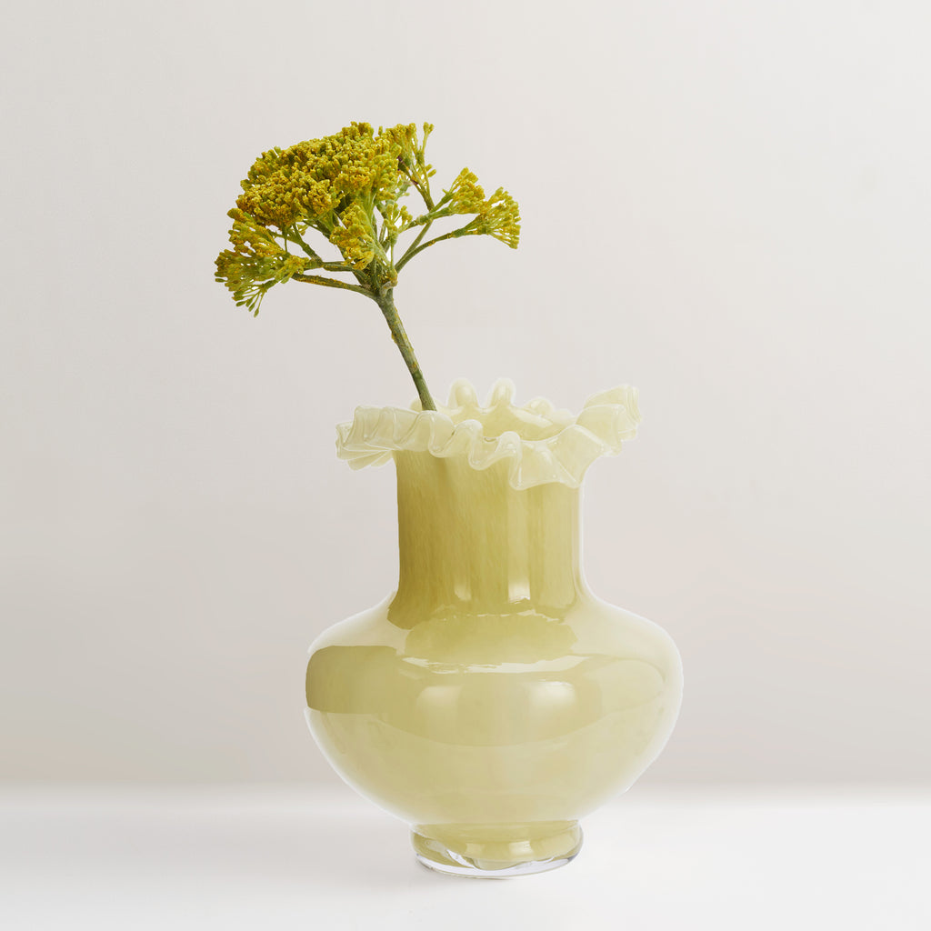 Sabine Glass Vase, Pale Yellow