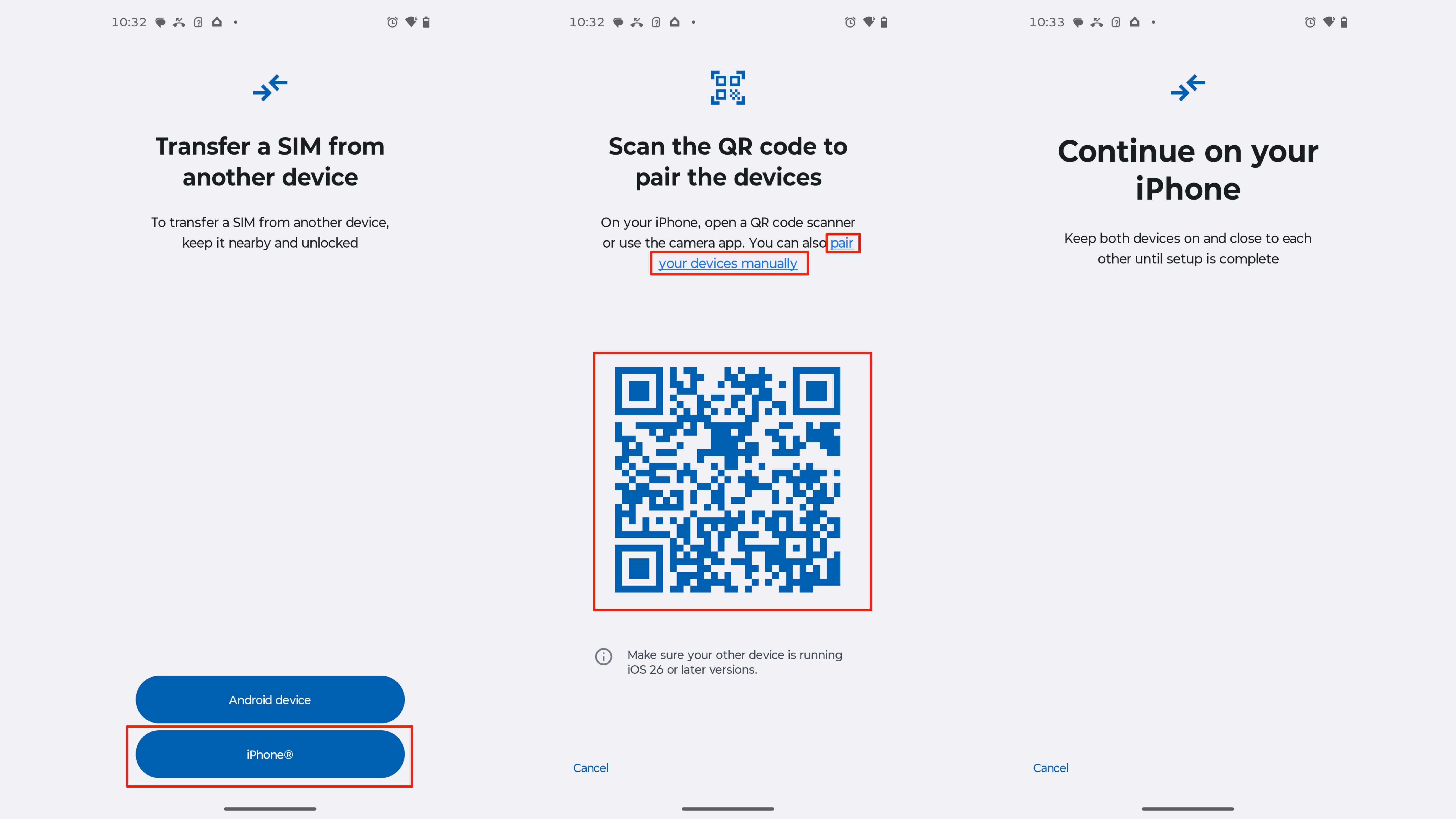 Transferring an eSIM from an iPhone to an Android phone.
