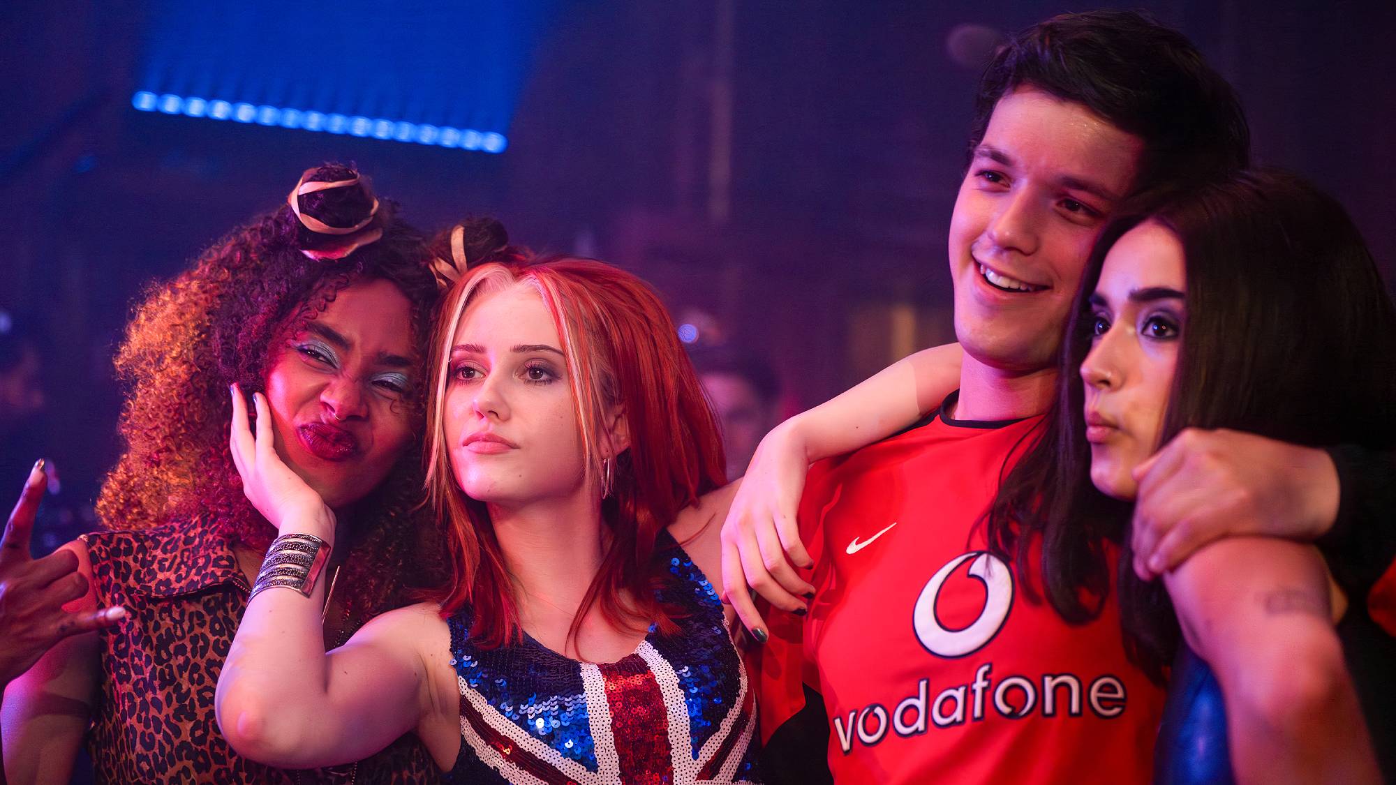 Enva Lewis, Scarlett Rayner, Joel Nankervis, and Asha Banks in "Your Fault: London" on Prime Video
