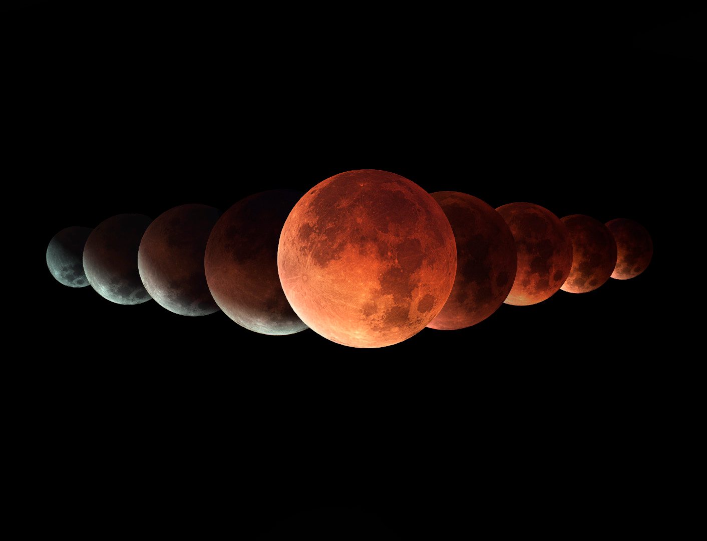 Composite image showing the stages of a solar eclipse, captured by Emmanuel Delgadillo, Jalisco, Mexico, 3 March 2026