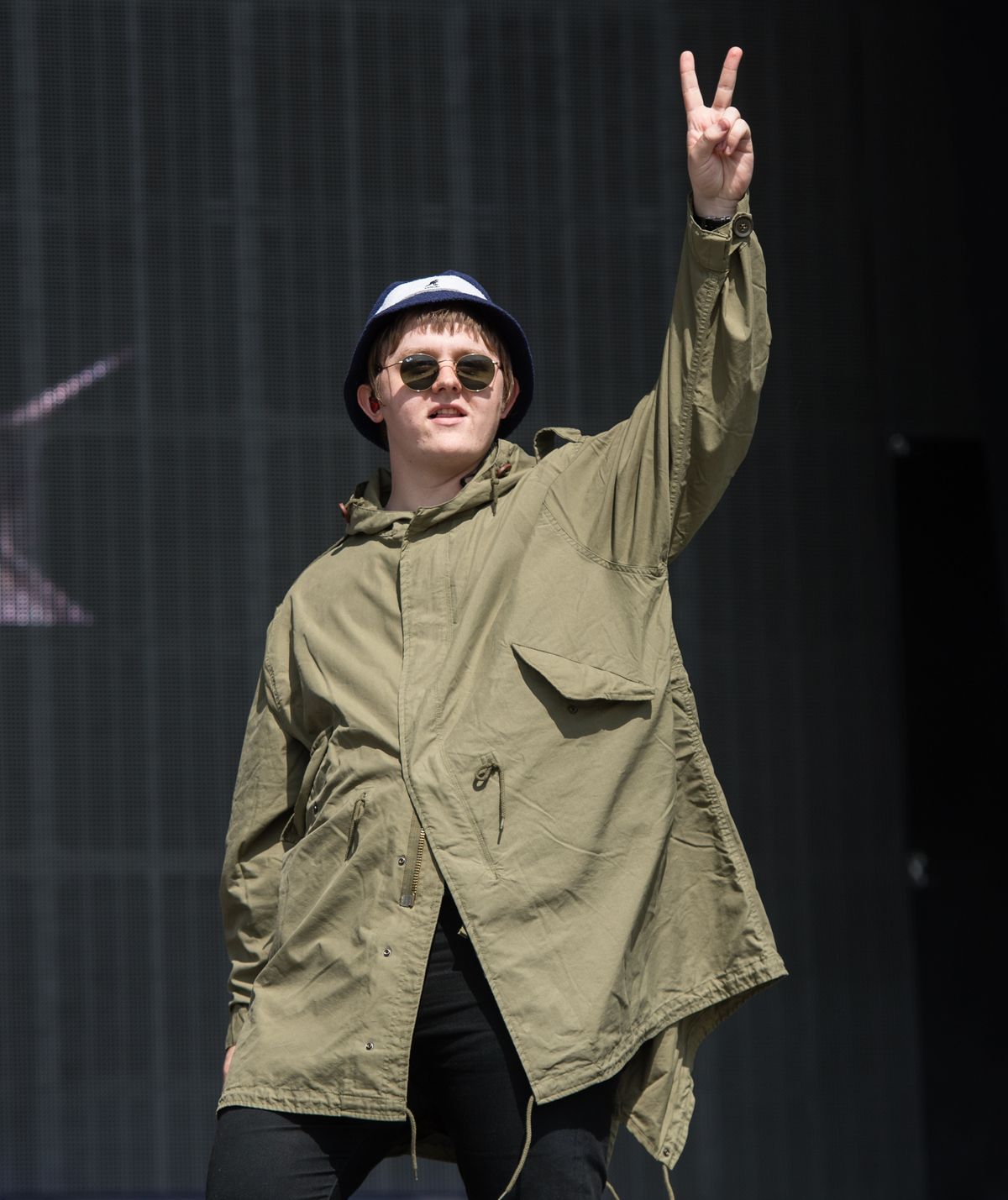 Lewis Capaldi wears one of his signature bucket hats at Glastonbury Festival in June 2019