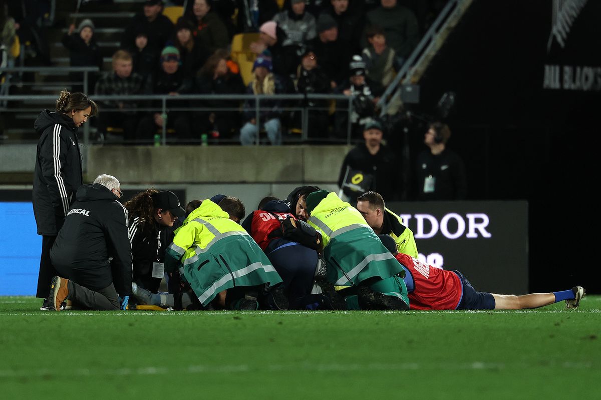 Tommaso Allan of Italy receives treatment for an injury