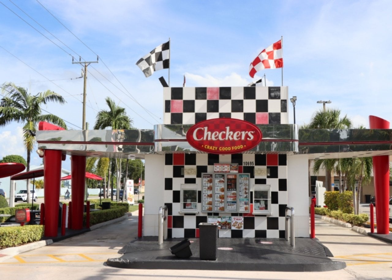 A Checkers burger store. -