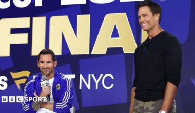 Argentina footballer Lionel Messi and former NFL star Tom Brady