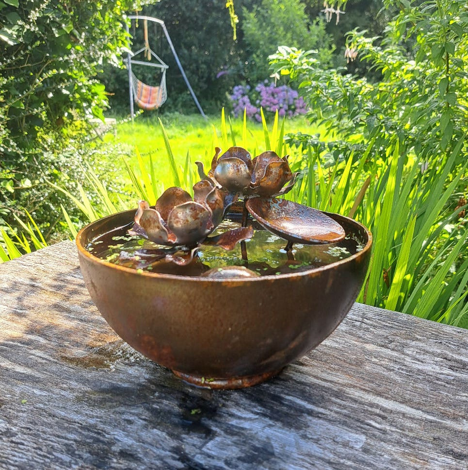 Handmade Lily Garden Water Bowl - Wildlife Water Dish for Garden