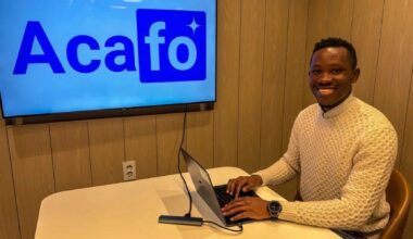 Acafo founder Casimir Agossou works at his office, December 2025. Courtesy of Acafo