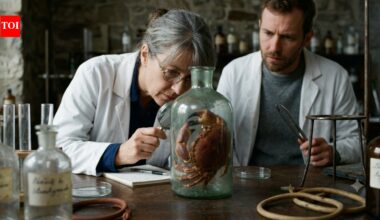 Trapped like the Salamander in a Japanese folktale, scientists study a crab that grew too big for its bottle