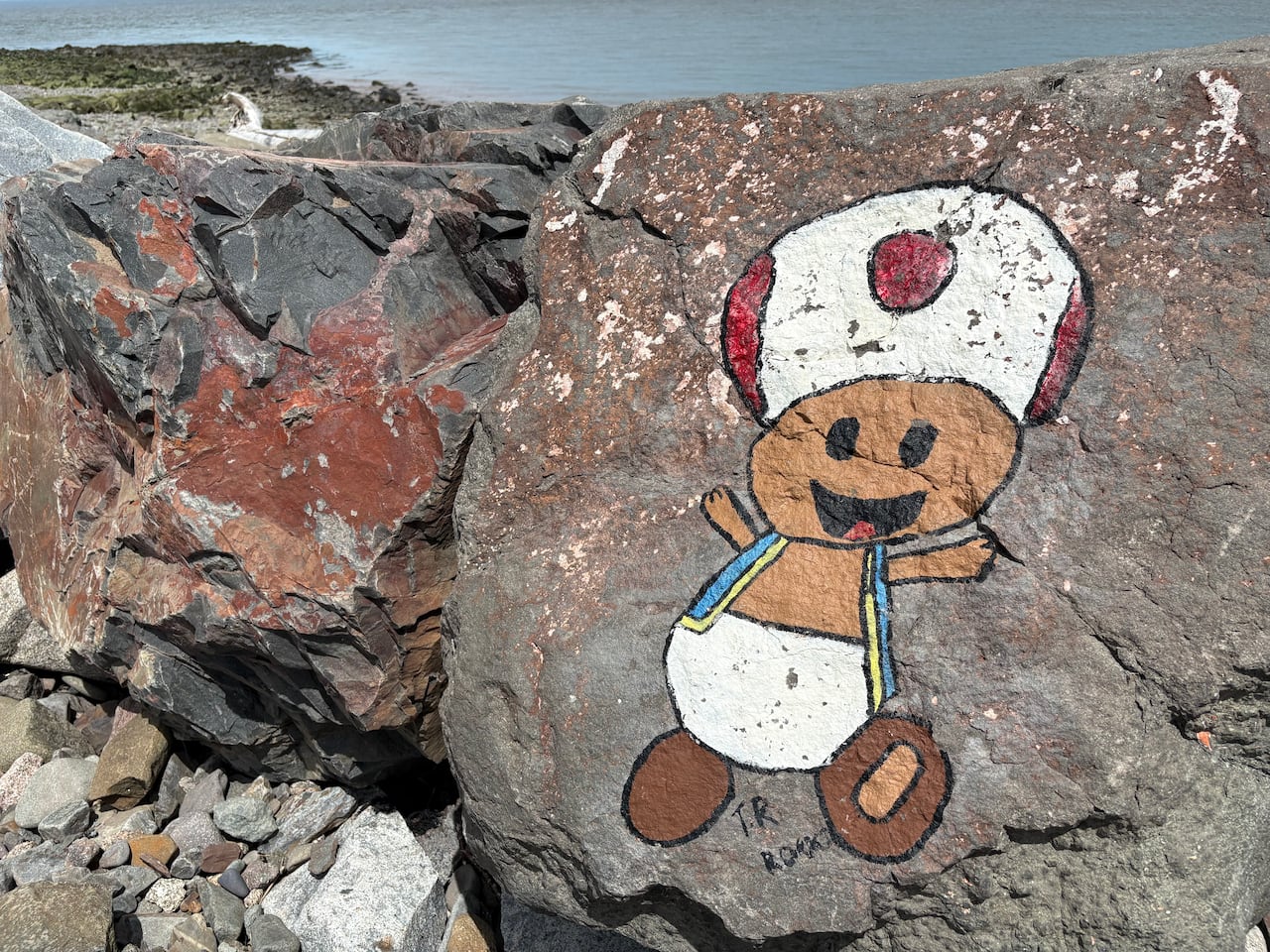 A cartoon painting of a character from Super Mario.