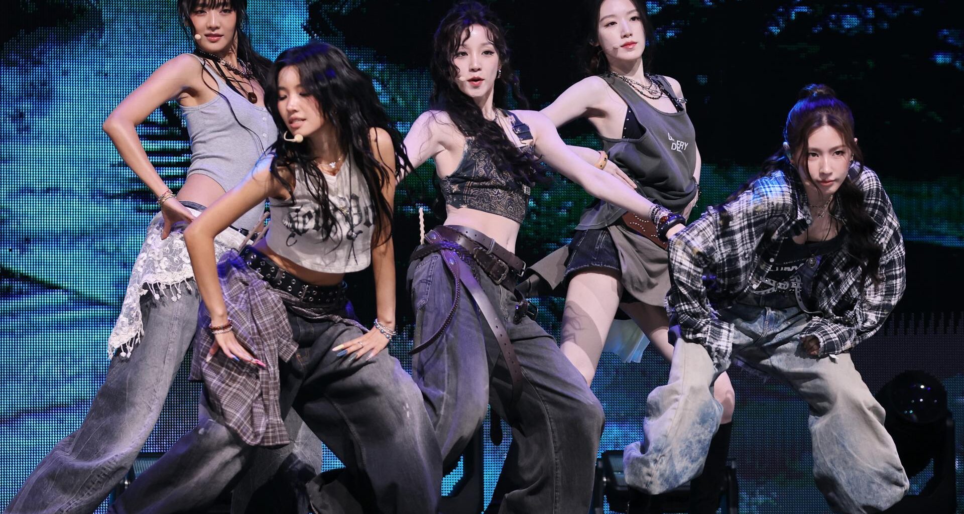K-pop girl group i-dle performs during a press event held to commemorate its ninth EP release at Yes24 Live Hall in Seoul