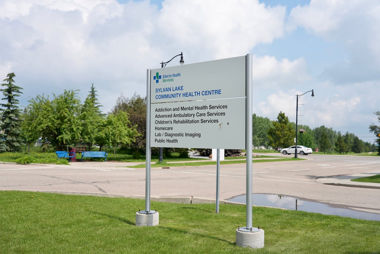 A signboard of a community health centre.