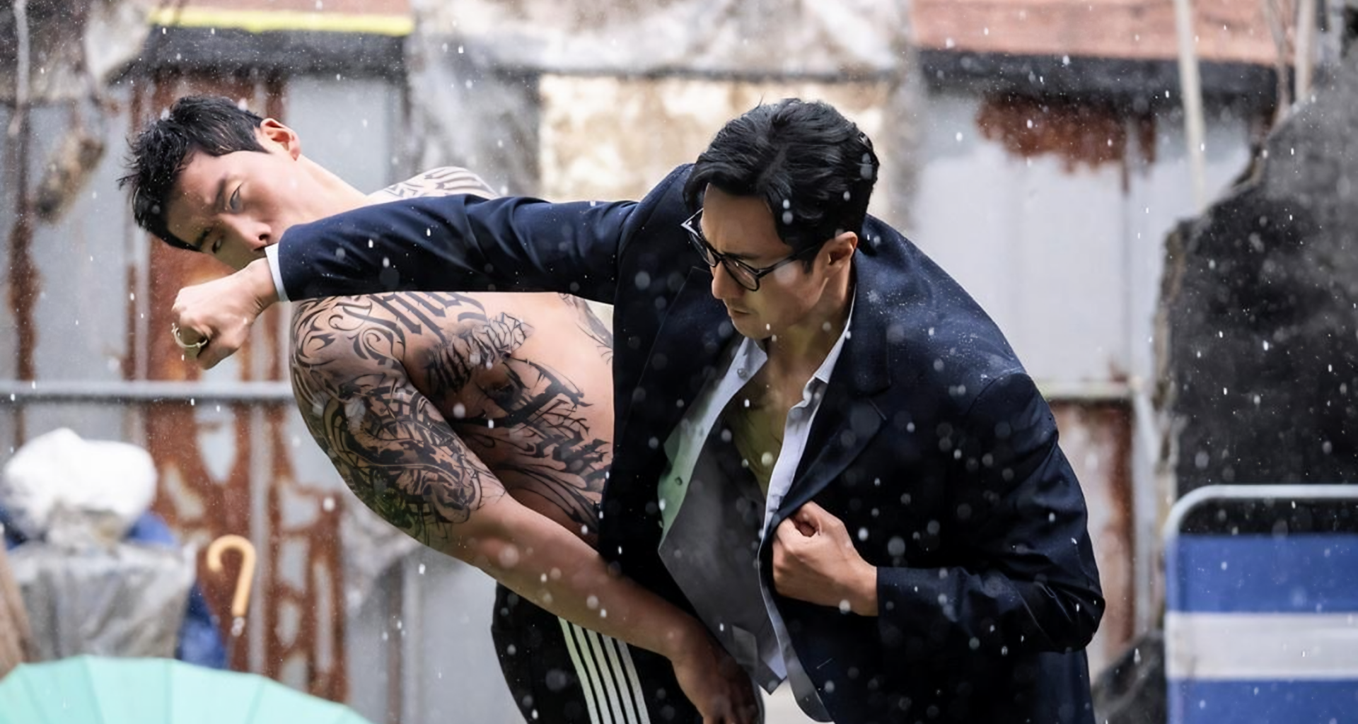 Actor So Ji-sub, right, in a scene from SBS drama