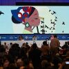 Colombia's President Gustavo Petro, Colombia's Environment Minister Irene Vélez Torres and Dutch Minister of Climate and Green Growth Stientje van Veldhoven attend the Transitioning Away from Fossil Fuels conference in Santa Marta, Colombia, on Tuesday.