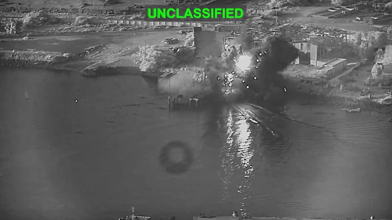 A submarine and ship maintenance facility in Iran is struck by US forces.