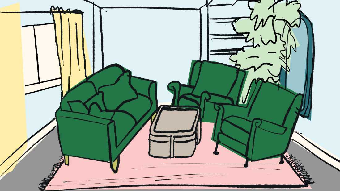 "Adding a bit of walking room, about 18 to 24 inches, behind your couch, side table or armchairs can create the illusion of depth," says Alexandra Gater, a home design consultant.
