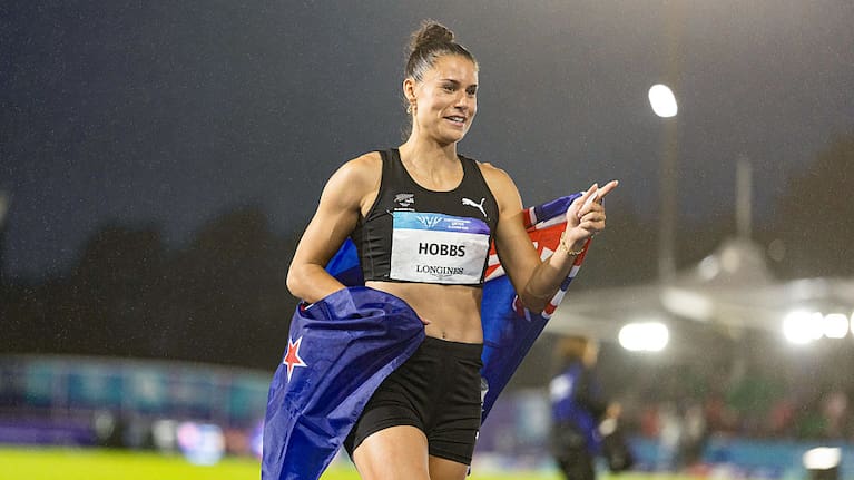 Zoe Hobbs celebrates her gold medal
