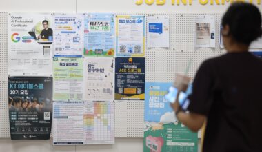 Job notices are posted at at a university in Seoul, July 23.  Yonhap
