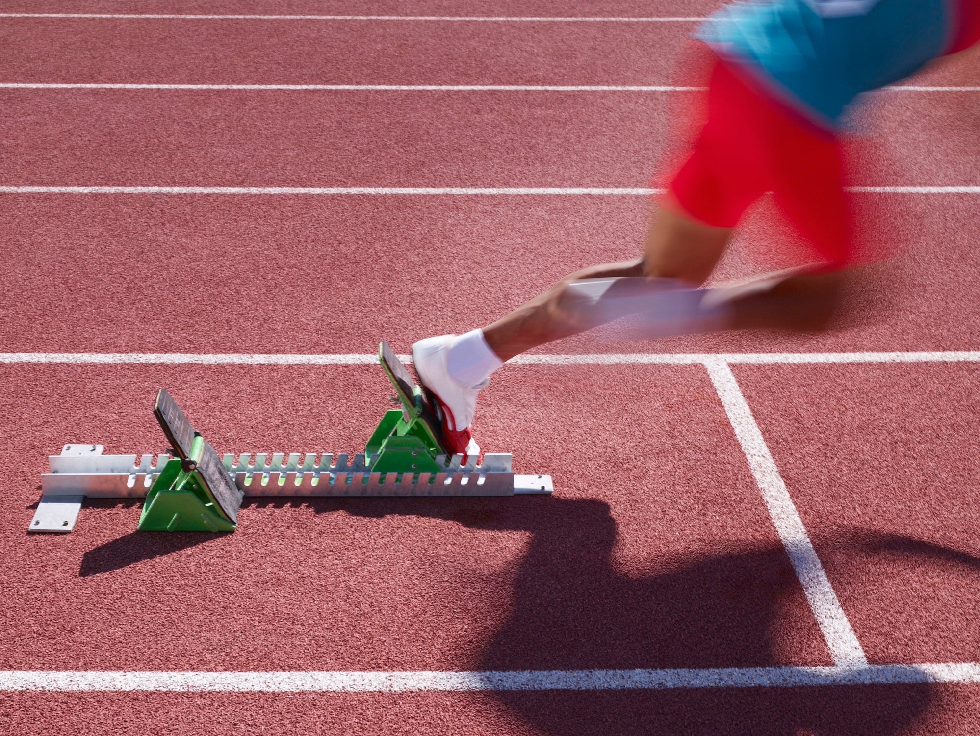 Racer at start line on track