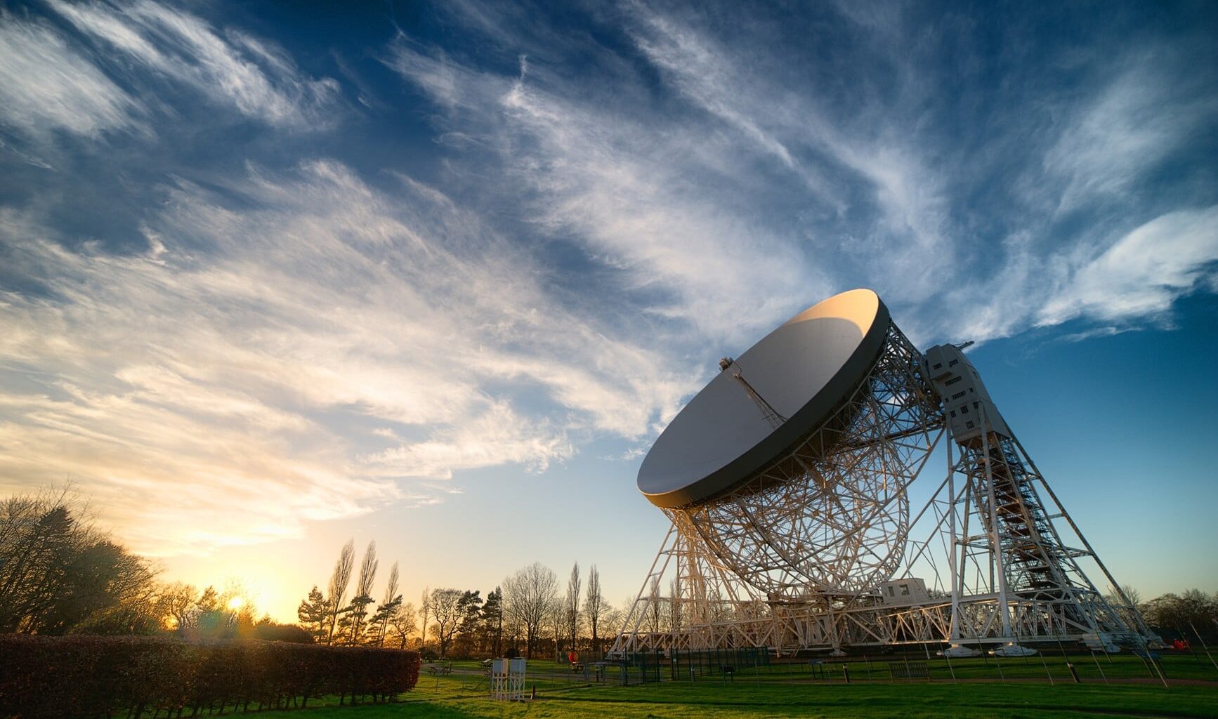 The 76-meter Lovell Telescope at Jodrell Bank in the United Kingdom was used as part of a network of telescopes to track space debris using radar techniques. Courtesy Anthony Holloway