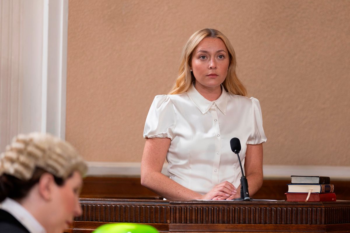 Megan Walsh on trial in Coronation Street