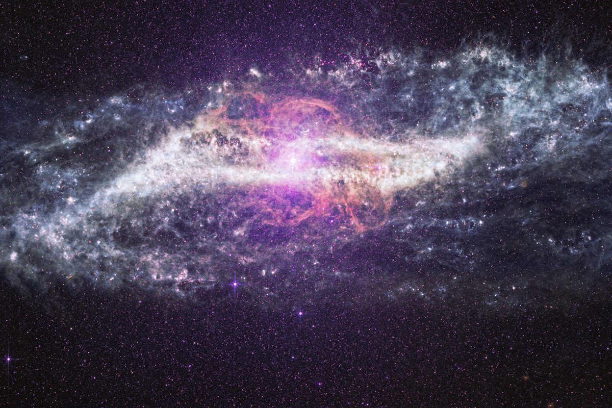 Image of galaxy Centaurus A captured by the MIRI instrument on the James Webb Space Telescope. Image: NASA, ESA, CSA, STScI; Image Processing: Alyssa Pagan (STScI), Joseph DePasquale (STScI), Macarena Garcia Marin (ESA Office at STScI)