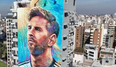 Artists restore gigantic Messi mural in his hometown