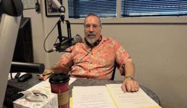 KXNT-840 AM host Alan Stock is shown during his "Vegas at 8" newscast on Friday, July 31, 2026, ...
