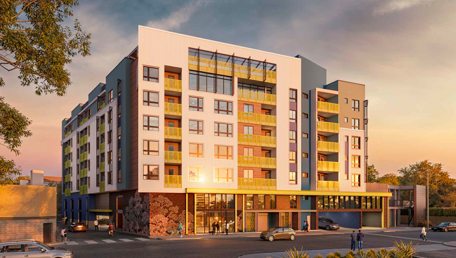 2555 Flores Street sunset view, rendering by DNA Design and Architecture