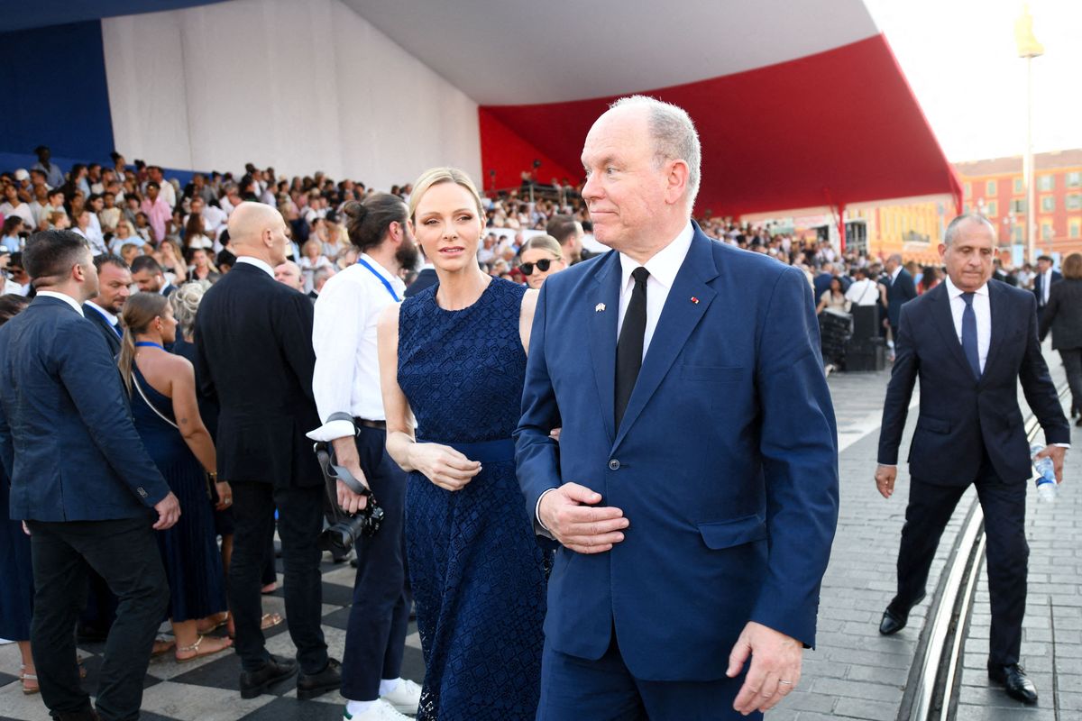 Princess Charlène and Prince Albert II arrive for the ceremony marking the 10th anniversary of the 2016 Nice attack.