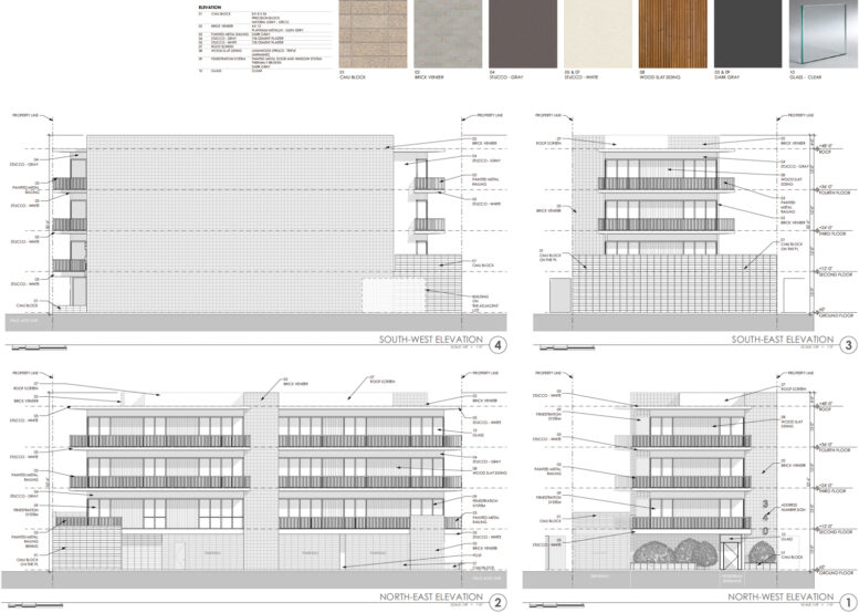 340 Palo Alto Avenue facade elevation, illustration by Heather Young Architects