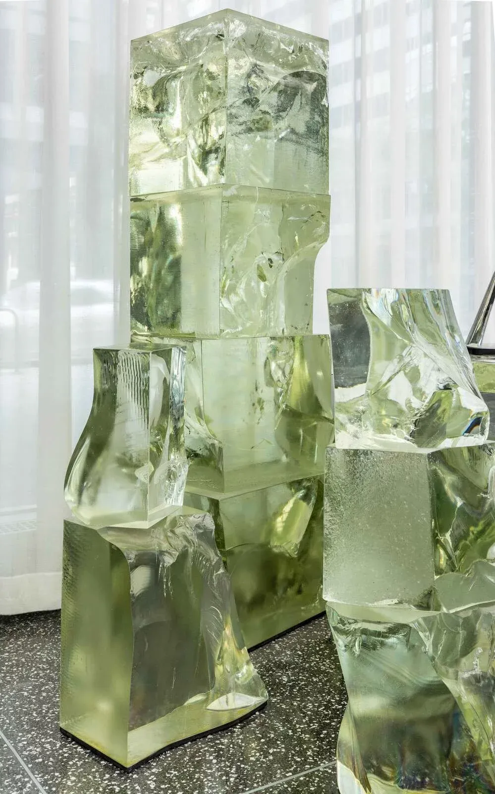 Green glass column of 'Icehenge'